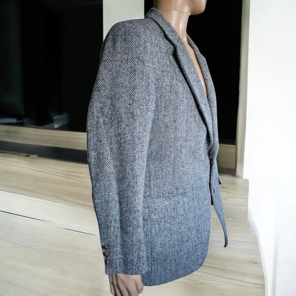 HARRIS TWEED VINTAGE ( LG ) Handwoven 100% Scottish Wool 2 Button Coat - Picture 3 of 7